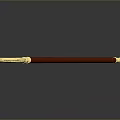 Magical Staff Weapon Featuring Red Long Handle Golden Decoration And Red Circular Top Part