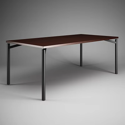 Minimalist Modern Office Desk With Smooth Wooden Surface And Sturdy Metal Legs 3d model