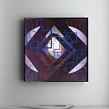 Abstract Geometric Art Painting With Dark Background And Colorful Shapes On Wall