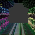 Futuristic Sci Fi Lab Facility With Glowing Green Chambers And Metallic Corridor
