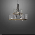 Multi Tiered Chandelier With Candle Shaped Lights And Metal Wooden Frame For Interior Decoration