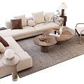 Quiet sofa tea table combination 3d model
