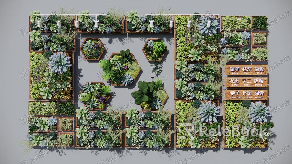 Modern plant wall green plant wall vertical greening wall flower trough greening decorative wall background wall vine vine flower stand model