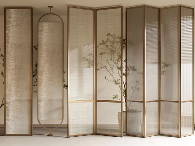Metal wire glass screen partition 3d model
