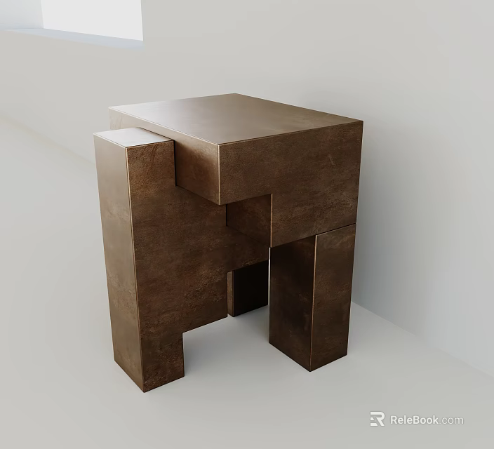 Modern Geometric Side Table With Unique Metallic Structure And Minimalist Design 3d model 