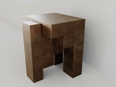 Modern Geometric Side Table With Unique Metallic Structure And Minimalist Design 3d model