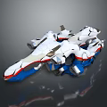 Futuristic Spacecraft 3D Model With White Blue Red Sleek Design And Mechanical Structure