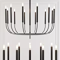 Modern Black Metal Chandelier With Multiple Light Arms And Sleek Design