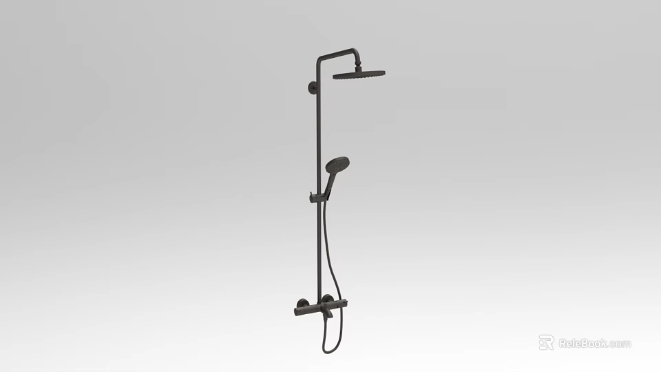 Modern Black Shower System with Rainfall Head and Handheld Sprayer Wall Mounted Design for Bathroom 3d model 
