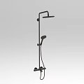 Modern Black Shower System with Rainfall Head and Handheld Sprayer Wall Mounted Design for Bathroom