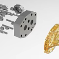 Precision Industrial Equipment with Metal Gears Shafts Mechanical Parts and Transparent Yellow Components