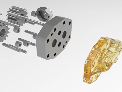 Precision Industrial Equipment with Metal Gears Shafts Mechanical Parts and Transparent Yellow Components 3d model