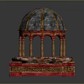 Classical Dome Architectural Component With Gray Tiles Yellow Stripes Red Arches Columns And Greek Patterns