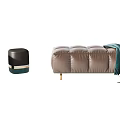 Modern sofa stool sofa stool combination 3d model