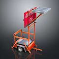 Orange Mobile Scissor Lift With Red Panel And Metal Frame Platform