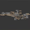 Modern 3D Terrain Model Featuring Rocks Wooden Bridges And Sandy Ground
