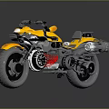Yellow Motorcycle Modern Futuristic Design With Red Engine Black Seat Exhaust Pipes Headlight And Tires