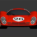 Red Vintage Race Car With Number 26 On Front And Streamlined Shiny Design