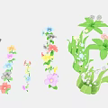 Colorful Garden Plants With Various Flowers In Pink Yellow Blue Purple And Green Leaves
