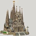 Iconic Sagrada Família Architecture By Gaudí With Spires And Golden Cross