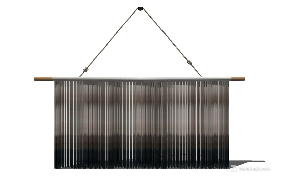 Vertical Striped Hanging Decorative Panel With Gradient Colors And Wooden Crossbar 3d model 