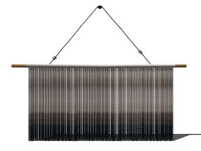 Vertical Striped Hanging Decorative Panel With Gradient Colors And Wooden Crossbar 3d model