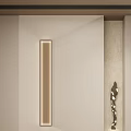 Minimalist Entryway Interior Design With Long Wall Light And Decorative Sculpture