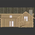 Traditional Wooden Log House Structure With Sloped Roof Wooden Stairs And Veranda Platform