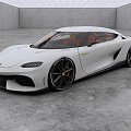 White Luxury Sports Car With Sleek Design Orange Interior And Black Wheels In Modern Showroom