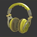 Yellow Over Ear Headphones With Modern Design Silver Accents And Black Ear Cups