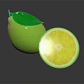 Vibrant Green Lemons Featuring Whole With Leaf And Sliced Showing Fresh Interior
