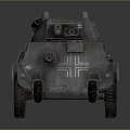 Armored Military Utility Vehicle With Multi Wheeled Metal Body And Cross Emblem