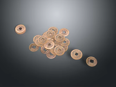 Antique Copper Coin Jewelry With Intricate Carvings And Traditional Design Elements 3d model