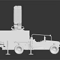 Military Truck With Multiple Rocket Launcher System And Support Stand 3d model