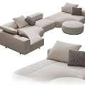 Light Gray Modular Fabric Sectional Sofa With Decorative Pillows Round Ottoman 3d model