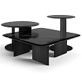 Modern Assorted Tables Featuring Round Square Shapes Marble Tops Black Wooden Frames