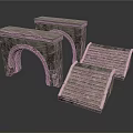 Rustic Stone Architectural Design Elements Featuring Arch Structures And Stepped Slabs 3d model