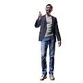 Casual Business Man Wearing Blazer T Shirt And Blue Jeans Daily Outfit Look 3d model