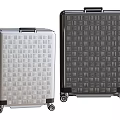 Two Stylish Luggage Silver And Dark Gray With Diamond Pattern And Rolling Wheels For Travel