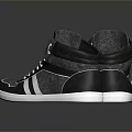 Stylish Gray And Black High Top Shoes With White Laces Stripes And Soles