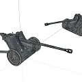 Two Vintage Military Cannons Historical Weapons With Metal Wheels And Old Design