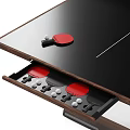 Modern Ping Pong Room Interior With Glass Table Metal Frame And Net