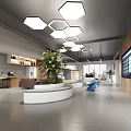 Modern Public Office Space Design With Open Layout Green Plants And Wooden Partitions