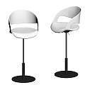 Two Modern Bar Stools With Curved Backrest Padded Light Seats Black Base And White Stem 3d model