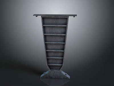 Dark Gray Vertical Multi Tiered Shelf With Storage Compartments And Base 3d model