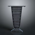 Dark Gray Vertical Multi Tiered Shelf With Storage Compartments And Base