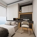 Modern Tatami Bedroom With Tatami Bed Pillows Desk Computer And White Cabinets