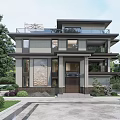 Modern Detached Villa Exterior Design With Lush Greenery Driveway And Car
