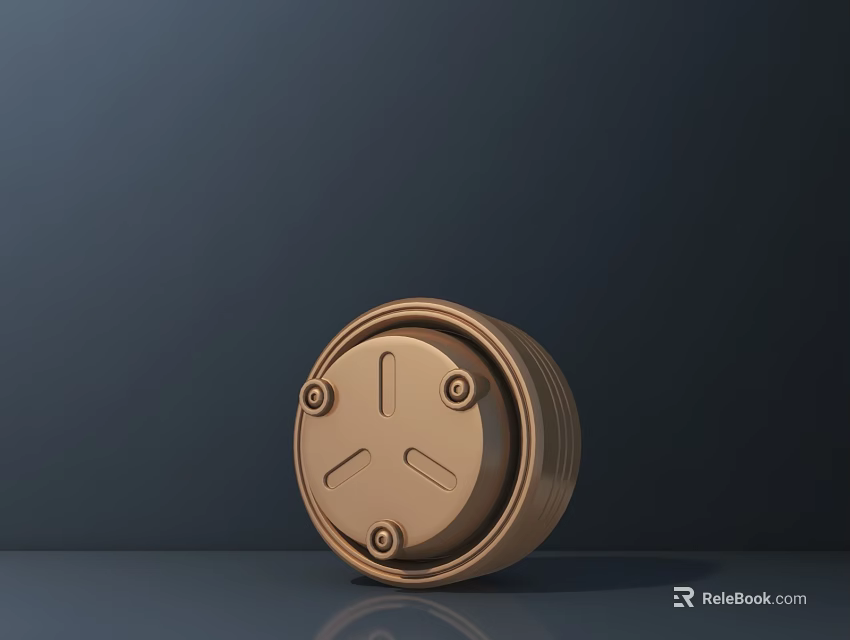 Golden Round Modern Door Handle With Metal Surface And Cross Grooves 3d model 