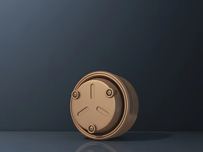 Golden Round Modern Door Handle With Metal Surface And Cross Grooves 3d model